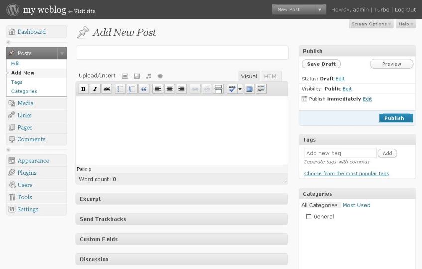 WordPress 2.7 interface - courtesy Richard Ozh.