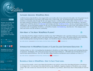 Example of the Category Pageview in WordPress with text from the Category Description.