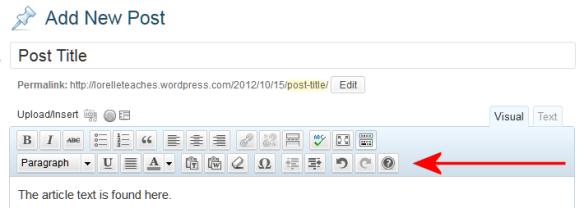 WordPress Visual Editor Toolbar featuring the second row with the formatting options.